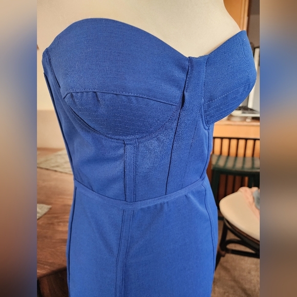 NWT Designer Elle Zeitoune Bustier Pencil Dress Colbaly Royal Blue Sz6 Medium - Picture 3 of 14